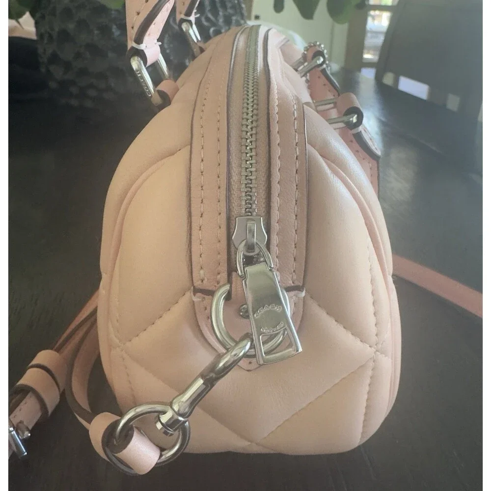 Coach CJ524 Mini Rowan Crossbody Puffy Diamond Quilting Light Pink Color NWOT